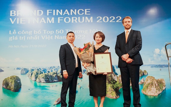 Tăng thêm 1 bậc, VPBank xếp hạng 11 trong Top 50 thương hiệu giá trị nhất Việt Nam năm 2022
