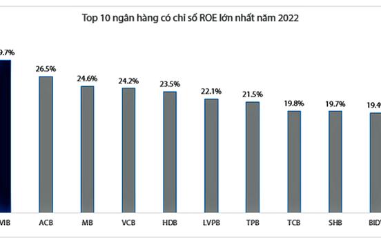 Những ngân hàng có ROE cao nhất năm 2022: VIB là quán quân, BIDV bứt tốc vào Top 10 