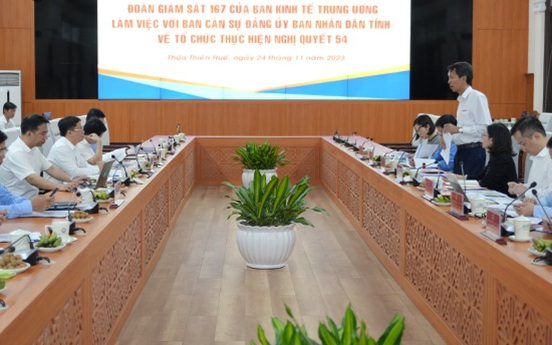 Đoàn giám sát Ban Kinh tế Trung ương làm việc với Ban Cán sự Đảng UBND tỉnh Thừa Thiên Huế