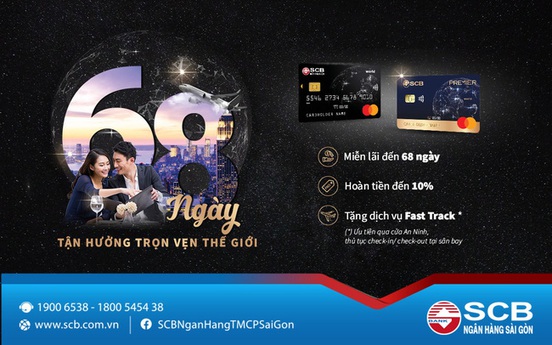 Thẻ tín dụng SCB MasterCard World: Thời gian miễn lãi lên đến 68 ngày