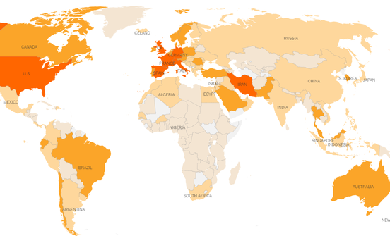 Bản đồ đại dịch Covid-19: Bùng phát toàn cầu