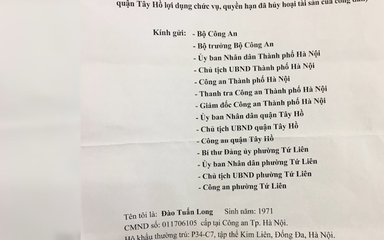 Hà Nội: Thông tin mới nhất về việc người dân tố cáo Phó chủ tịch phường Tứ Liên