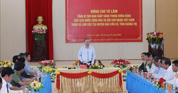 Tổng Bí thư, Chủ tịch nước Tô Lâm thăm và làm việc tại huyện đảo Cồn Cỏ