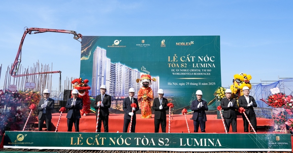 Sunshine Group cất nóc tòa S2 Lumina tại dự án căn hộ hàng hiệu đầu tiên ở KĐT Ciputra 