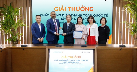 Hai năm liên tiếp ABBANK được J.P. Morgan vinh danh chất lượng điện thanh toán quốc tế xuất sắc