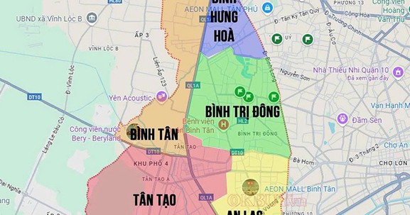 Cập nhật các phường ở quận Bình Tân sau sáp nhập TP.HCM