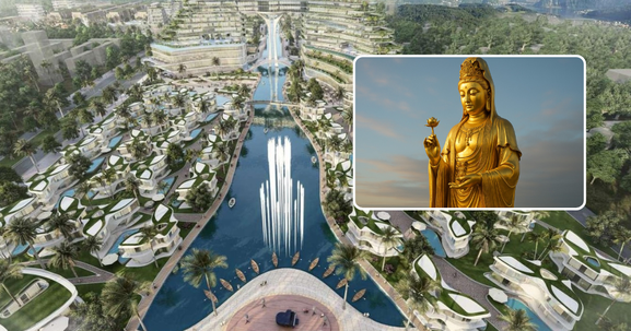 Tân Hoàng Minh từng muốn làm khu tâm linh có tượng Phật Quan Thế Âm Bồ Tát dát vàng 24K cao nhất thế giới, ngang ngửa tháp chọc trời 54 tầng