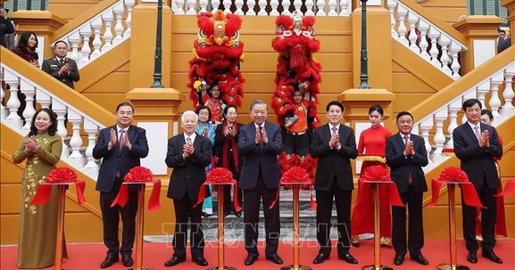 Tổng Bí thư Tô Lâm, Chủ tịch nước Lương Cường dự khánh thành công trình Trụ sở làm việc Cơ quan Chủ tịch nước