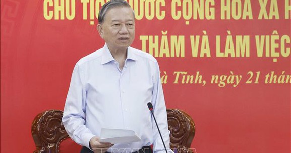 Tổng Bí thư, Chủ tịch nước Tô Lâm: Hà Tĩnh khơi dậy khát vọng phát triển, quyết tâm đạt mục tiêu tăng trưởng nhanh, bền vững