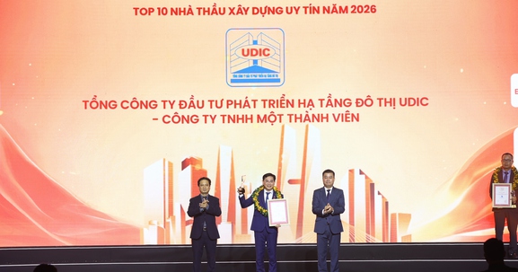 UDIC tiếp tục được vinh danh tại lễ Công bố Top 10 & Top 5 công ty uy tín ngành Bất động sản – Xây dựng – Vật liệu Xây dựng năm 2026