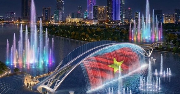 Không chỉ xây cầu nghìn tỷ với kết cấu vòm thép lần đầu tiên được áp dụng tại Việt Nam, doanh nghiệp này còn muốn tài trợ thêm màn nhạc nước đỉnh cao