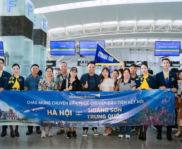 Vietravel Airlines thực hiện thành công chuyến bay charter đầu tiên kết nối Hà Nội - Hoàng Sơn, Trung Quốc