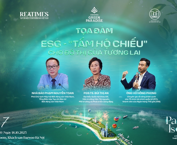 Chiều 18/10 diễn ra Tọa đàm: ESG - “Tấm hộ chiếu” cho đô thị của tương lai