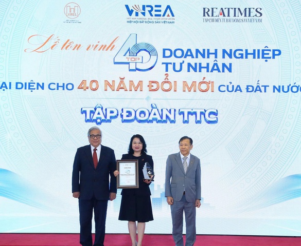 TTC được vinh danh trong Top 40 doanh nghiệp tư nhân tiêu biểu đại diện 40 năm Đổi mới
