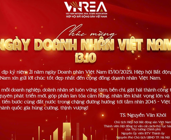 VNREA chúc mừng nhân dịp kỷ niệm 21 năm ngày Doanh nhân Việt Nam