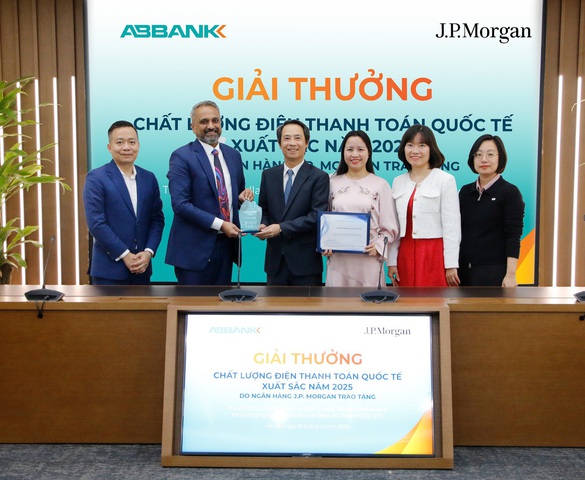Hai năm liên tiếp ABBANK được J.P. Morgan vinh danh chất lượng điện thanh toán quốc tế xuất sắc