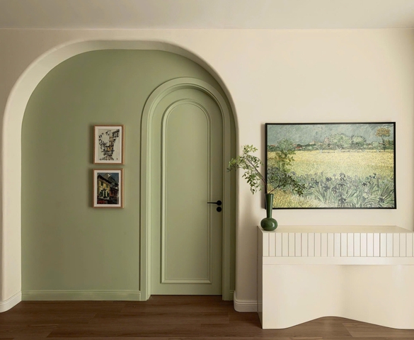 450 triệu đồng hoàn thiện căn hộ 80 m2 với màu sắc quả bơ