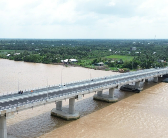 Thông xe cầu vượt sông 4.000 tỷ xóa bỏ toàn bộ các bến phà lâu đời, nối thông 2 tỉnh thành miền Tây