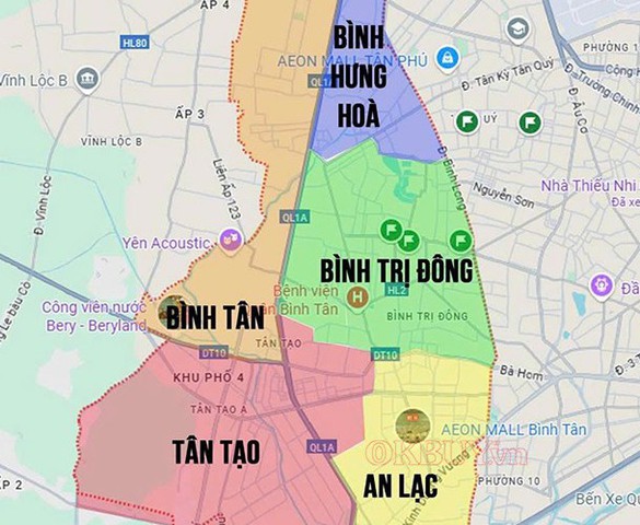 Cập nhật các phường ở quận Bình Tân sau sáp nhập TP.HCM