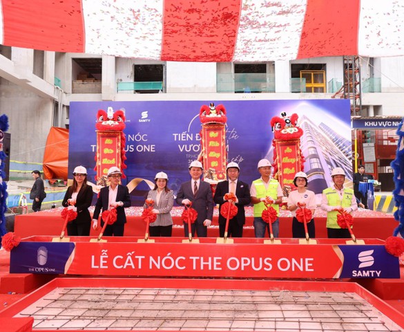 Vinhomes và SAMTY tổ chức lễ cất nóc 4 tòa tháp The Opus One, dự kiến bàn giao từ quý I/2026