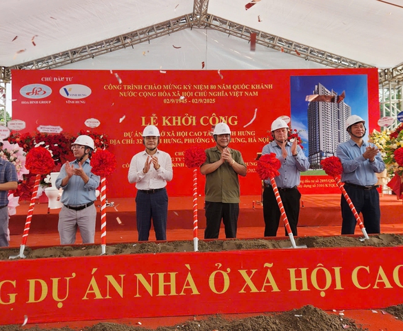Đại gia Đường "bia" khởi công dự án nhà ở xã hội ở Vĩnh Hưng có 3 tầng hầm, thiết bị vệ sinh dát vàng