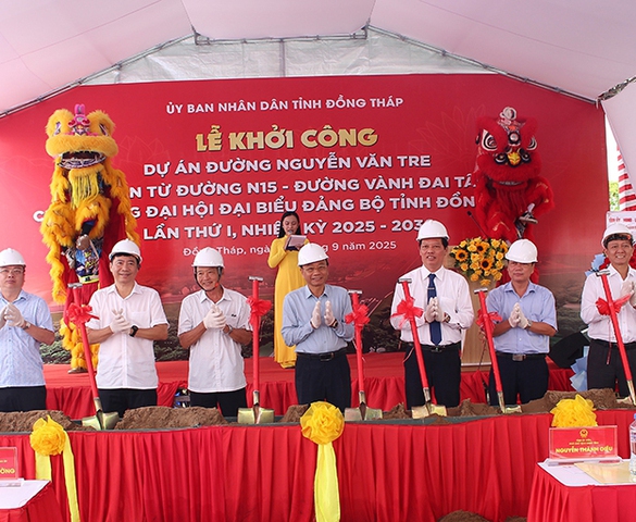 Đồng Tháp khởi công dự án đường Nguyễn Văn Tre chào mừng Đại hội Đảng bộ tỉnh