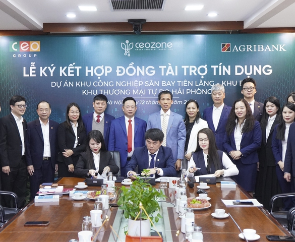 Tập đoàn CEO và Agribank ký hợp đồng tài trợ tín dụng cho Khu công nghiệp Sân bay Tiên Lãng – Khu B