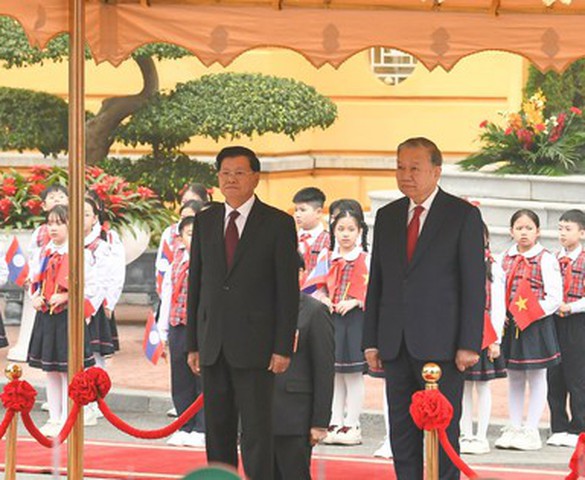 Tổng Bí thư Tô Lâm chủ trì Lễ đón Tổng Bí thư, Chủ tịch nước Lào Thongloun Sisoulith