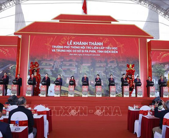 Tổng Bí thư Tô Lâm dự lễ khánh thành trường phổ thông nội trú liên cấp tại Điện Biên