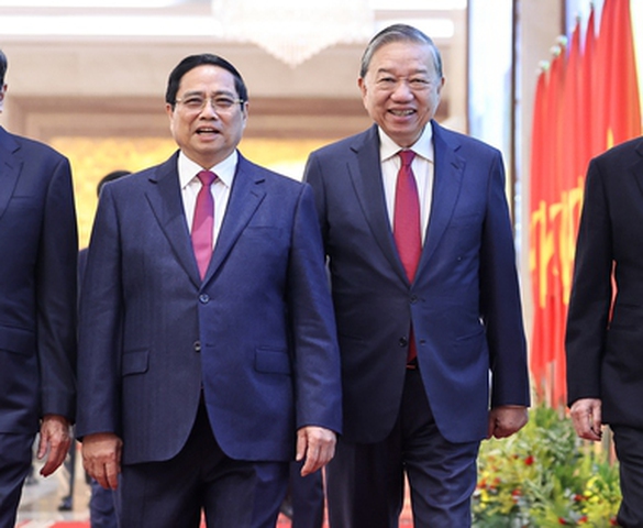 Tổng Bí thư Tô Lâm và các đồng chí lãnh đạo chủ chốt dự Hội nghị toàn quốc Chính phủ và chính quyền địa phương