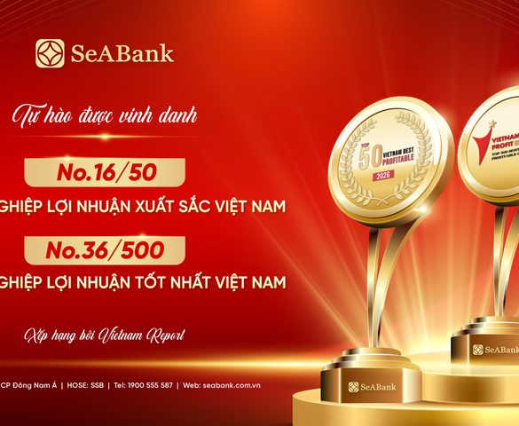 SeABank xếp thứ 16 trong Top 50 Doanh nghiệp lợi nhuận xuất sắc Việt Nam