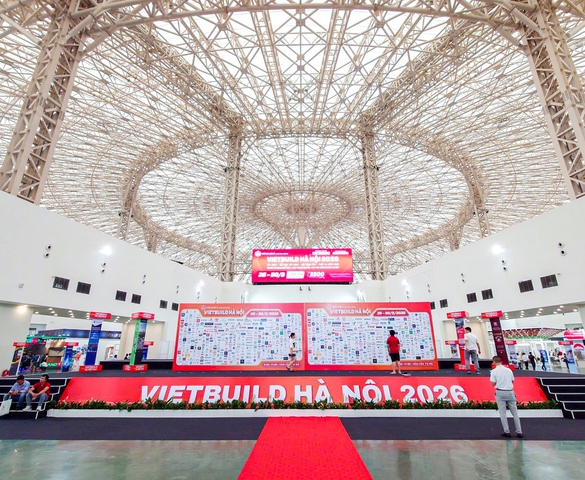 Toàn cảnh triển lãm Vietbuild Hà Nội 2026 quy tụ 2.500 gian hàng ngành xây dựng