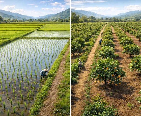 Từ nay, tự ý chuyển đất trồng lúa sang đất trồng cây lâu năm có thể bị phạt đến 30 triệu đồng