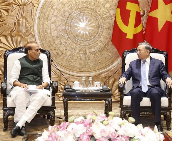 Tổng Bí thư, Chủ tịch nước Tô Lâm tiếp Bộ trưởng Quốc phòng Ấn Độ Rajnath Singh