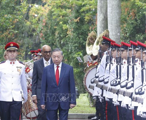Lễ đón Tổng Bí thư, Chủ tịch nước Tô Lâm và Phu nhân thăm cấp Nhà nước CH Singapore
